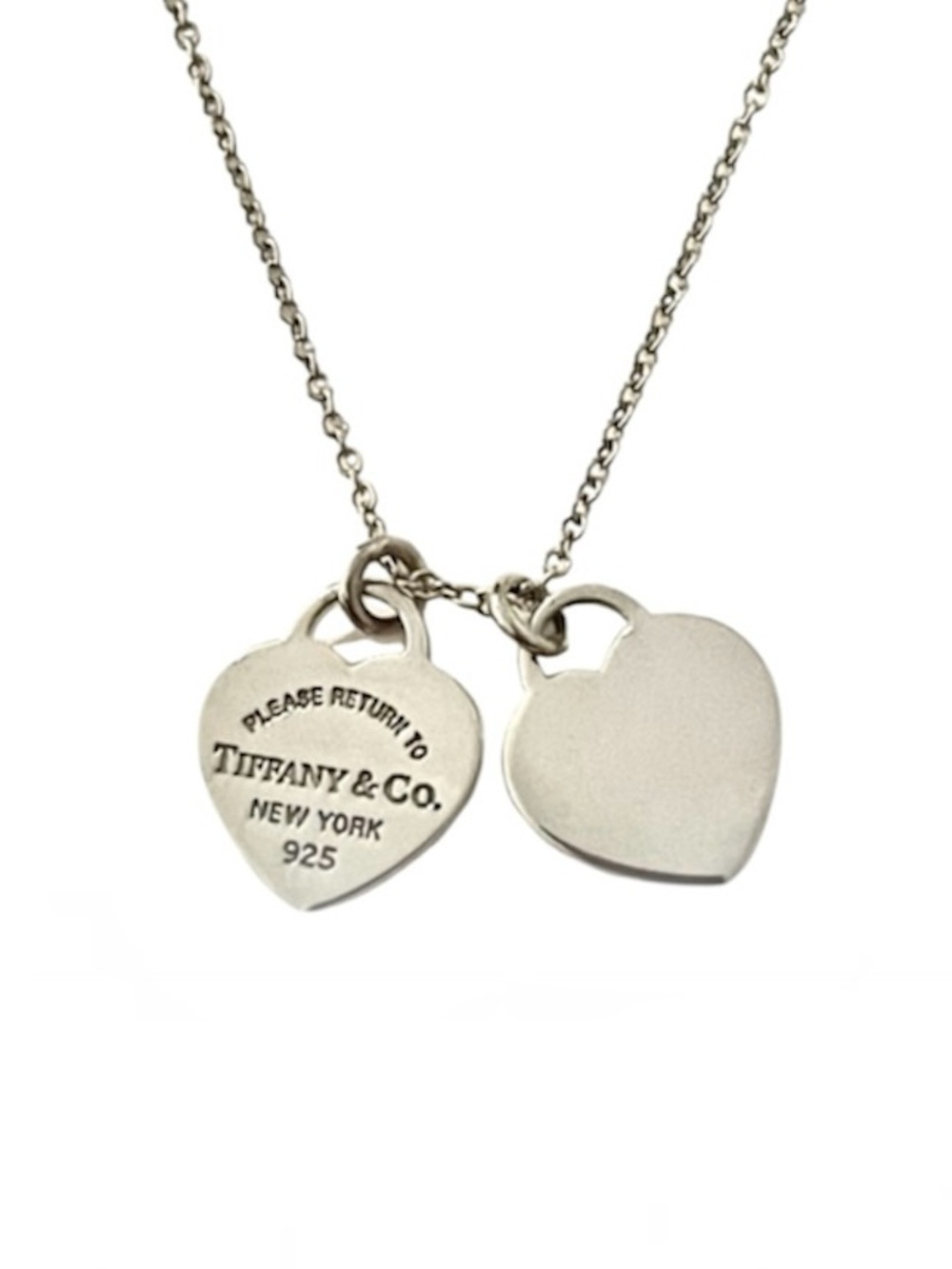 Tiffany & Co. Silver Double Mini Heart Tag Necklace